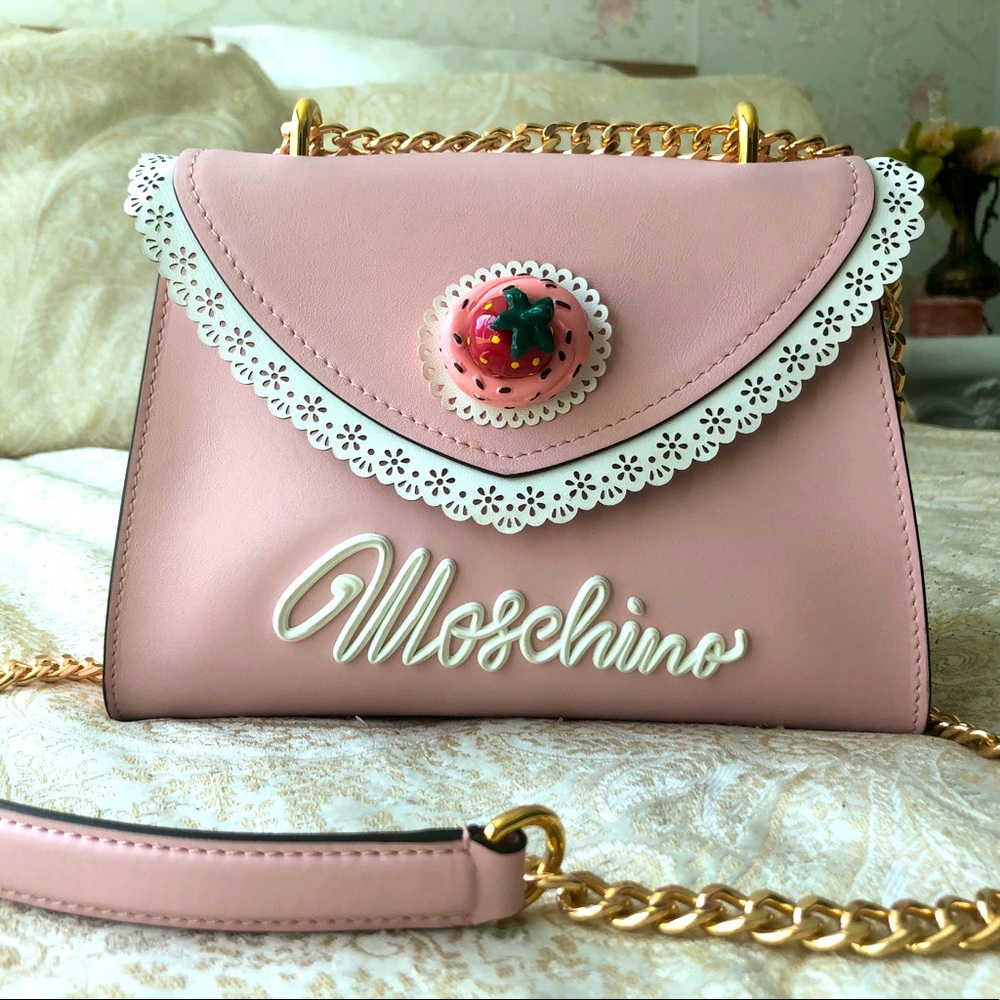 Moschino Lace-Trim Leather Bag